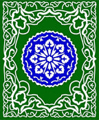Emerald Green White Blue Medallion Swirl Rug