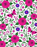 Pink Rose Butterfly Garden Swirl Rug