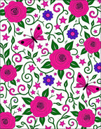 Pink Rose Butterfly Garden Swirl Rug