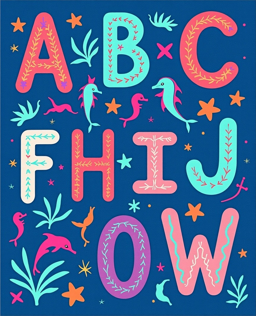 Oceanic Alphabet Marine Life Rug