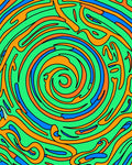Energetic Green Blue Swirl Abstract Rug