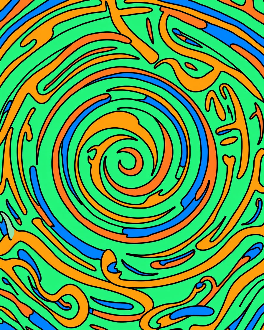 Energetic Green Blue Swirl Abstract Rug