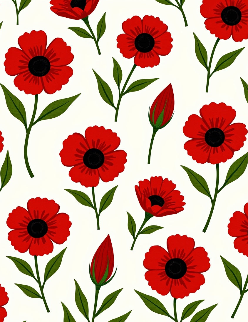 Bold Red Poppy Blossom Field Rug