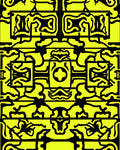 Bold Yellow Black Abstract Interlocking Shapes Rug