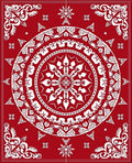 Crimson White Intricate Mandala Rug
