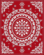 Crimson White Intricate Mandala Rug