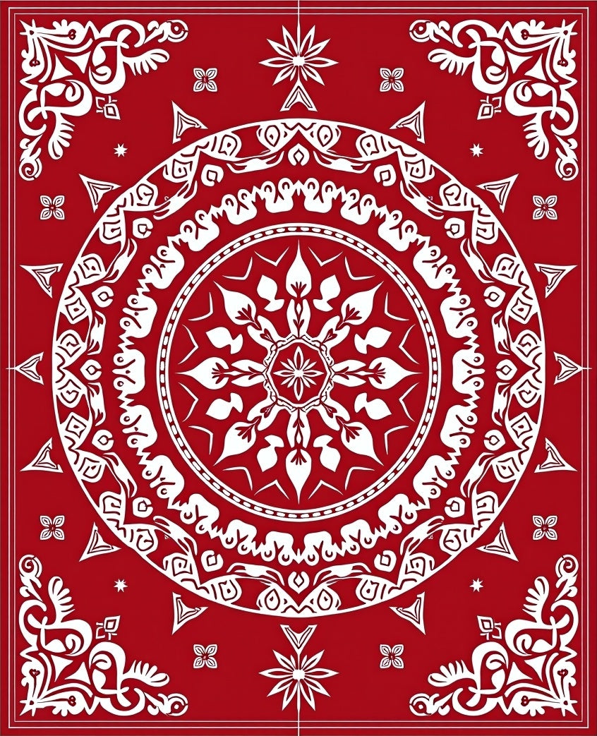 Crimson White Intricate Mandala Rug