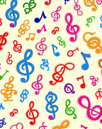Multicolor Musical Notes Scattered Design Rug