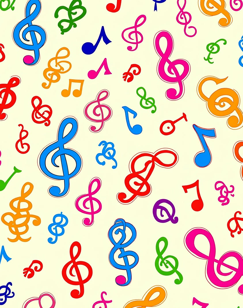 Multicolor Musical Notes Scattered Design Rug