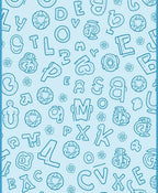 Whimsical Blue Alphabet Collage Rug