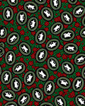 Vintage Green Red Floral Oval Medallions Rug