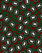 Vintage Green Red Floral Oval Medallions Rug