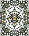 Elaborate Green Gold Floral Mandala Rug