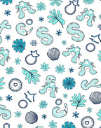 Coastal Light Blue Abstract Marine Life Rug