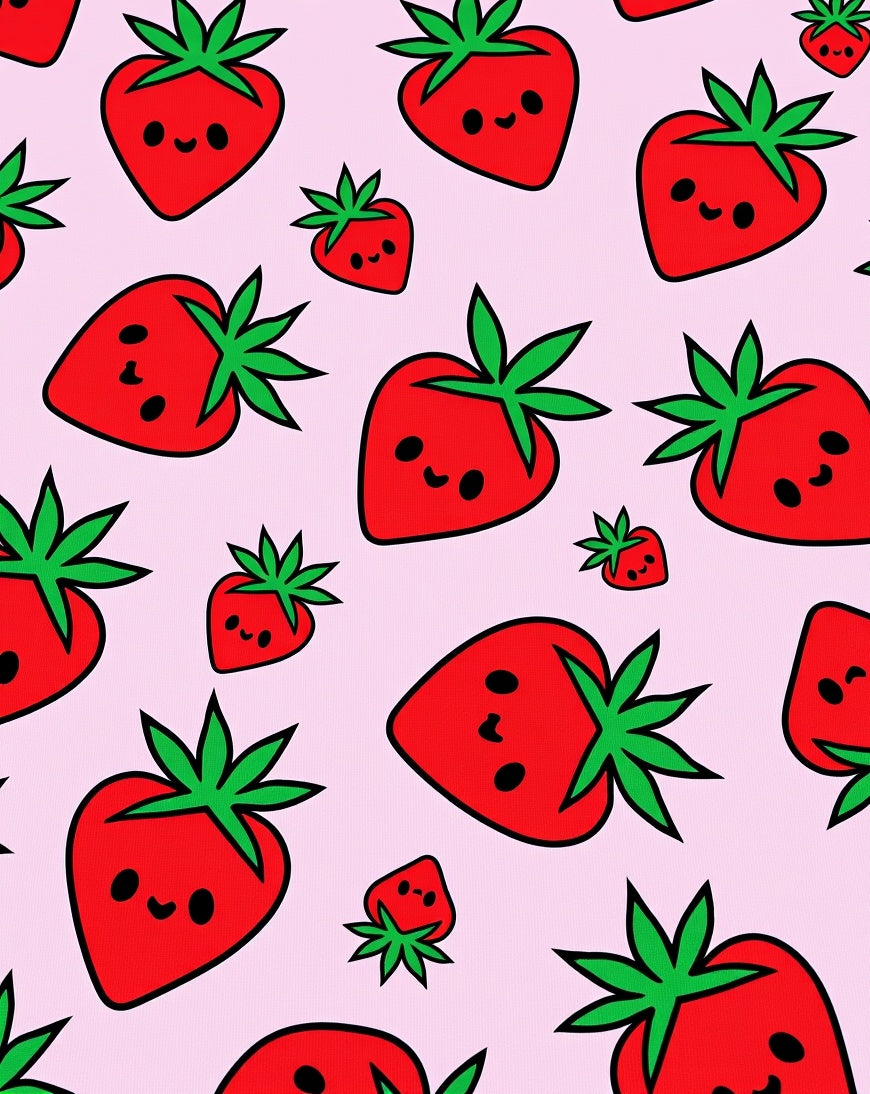 Kawaii Strawberry Pink Background Pattern Rug