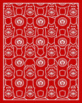 Red Futuristic Mechanical Armor Rug