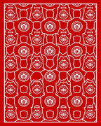 Red Futuristic Mechanical Armor Rug