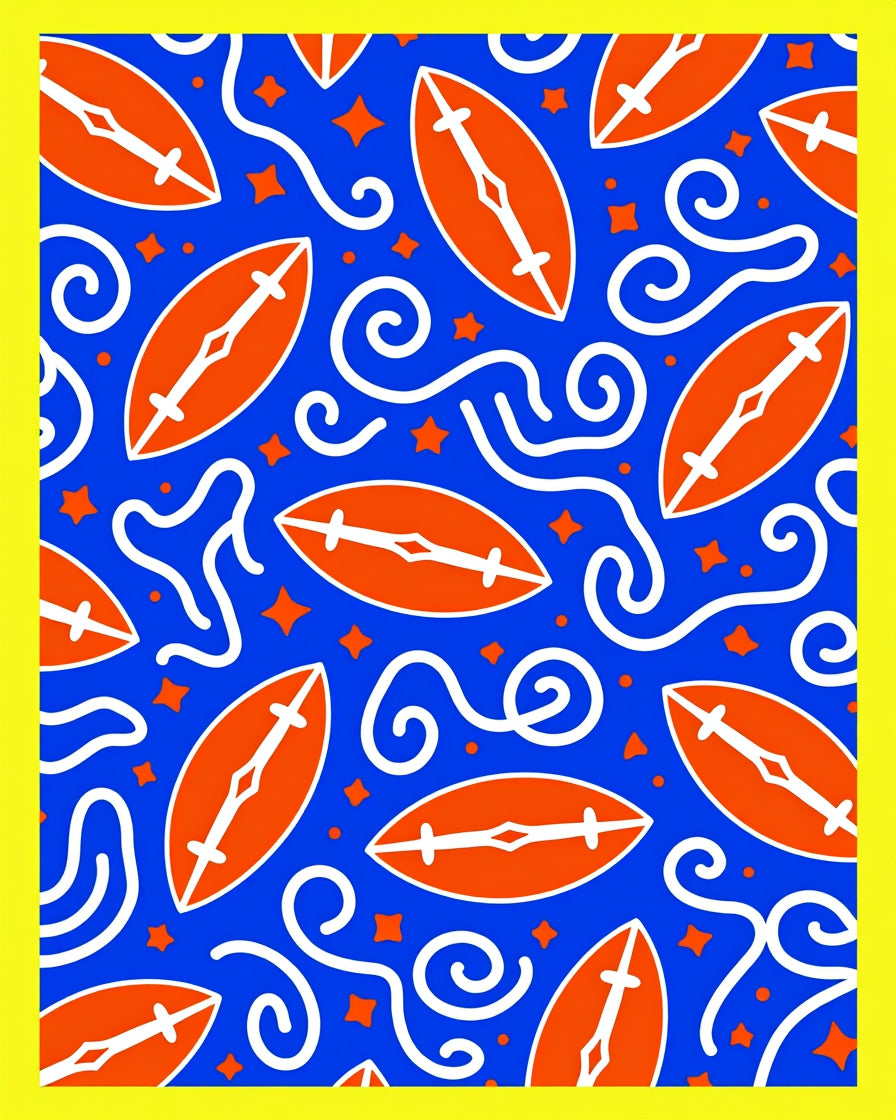 Orange Rugby Stars Swirl Arrangement Rug