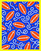 Orange Rugby Stars Swirl Arrangement Rug