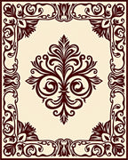 Vintaged Dark Red Floral Symmetry Rug