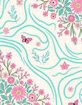 Whimsical Pink Floral Butterfly Swirl Rug