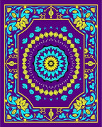 Vibrant Purple Teal Yellow Floral Mandala Rug