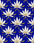 White Leaf Meadow Blue Rug