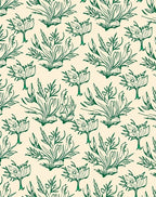 Green Botanical Sketch Foliage Rug