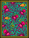 Pink Octopus Teal Aqua Yellow Fish Rug