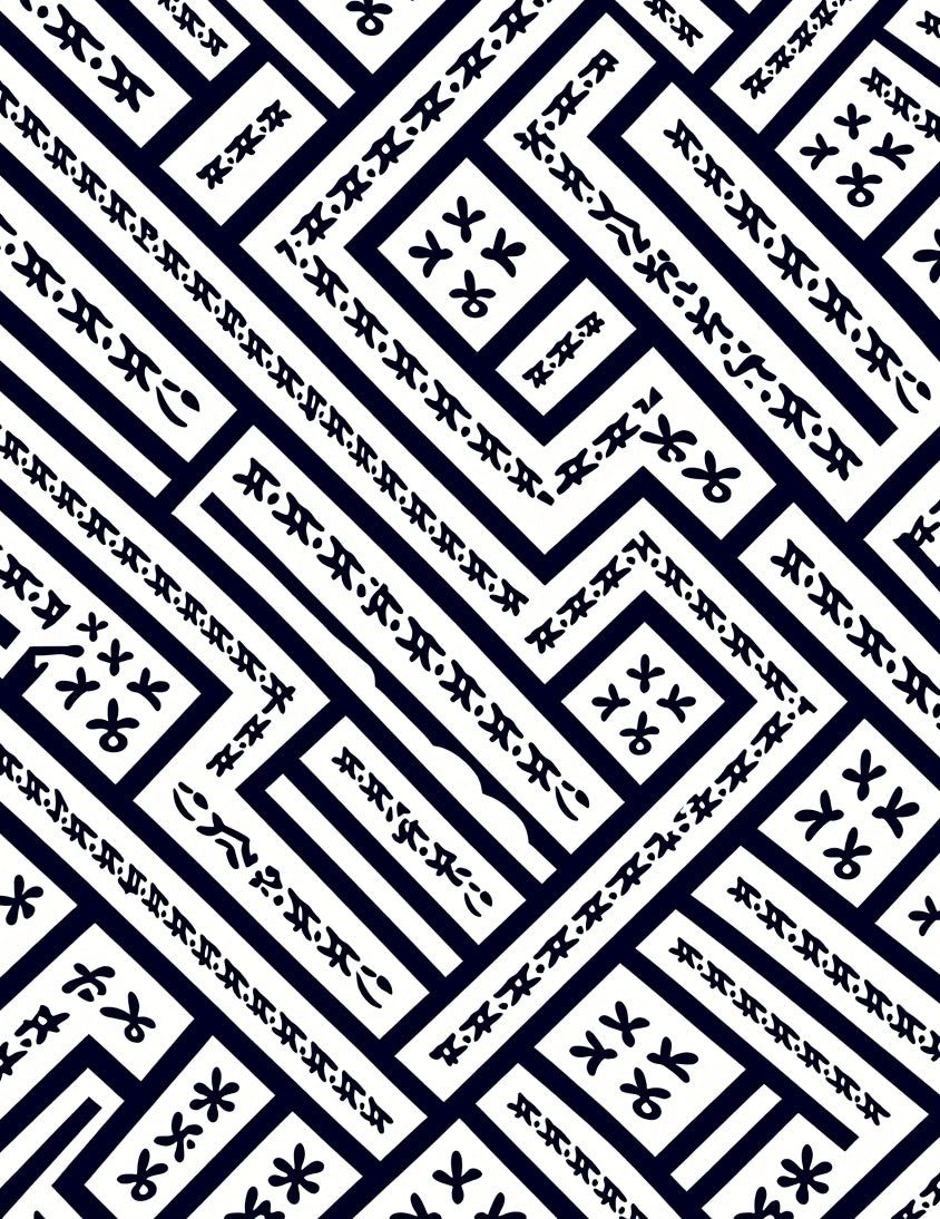 Black White Geometric Abstract Folk Rug