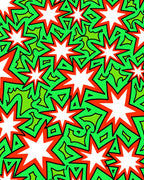 Vibrant Green Red Starburst Explosion Rug