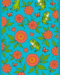 Whimsical Frogs and Flowers Garden Rug
