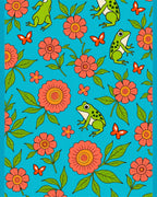 Whimsical Frogs and Flowers Garden Rug