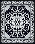 Intricate Black White Floral Medallion Rug