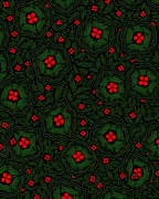Crimson Floral Medallion Green Foliage Rug
