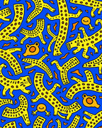 Bright Yellow Leopard Dance Abstract Rug