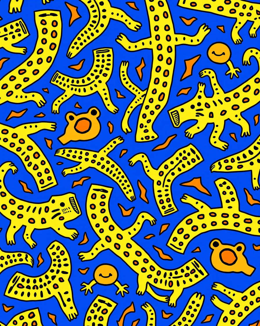 Bright Yellow Leopard Dance Abstract Rug