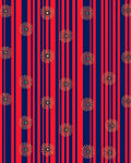 Red Navy Stripe Floral Burst Rug