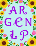 Purple Garden Flower Alphabet Rug