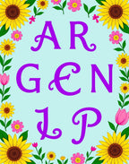 Purple Garden Flower Alphabet Rug