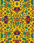Vibrant Yellow Botanical Medallion Rug