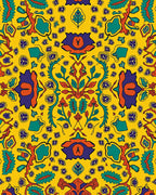 Vibrant Yellow Botanical Medallion Rug