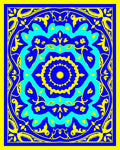 Bold Yellow Blue Floral Medallion Rug