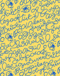 Blue Calligraphy With Duck Embellishments Rug