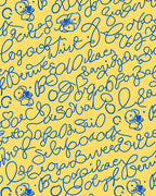 Blue Calligraphy With Duck Embellishments Rug
