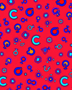 Vivid Red Abstract Circles And Shapes Rug