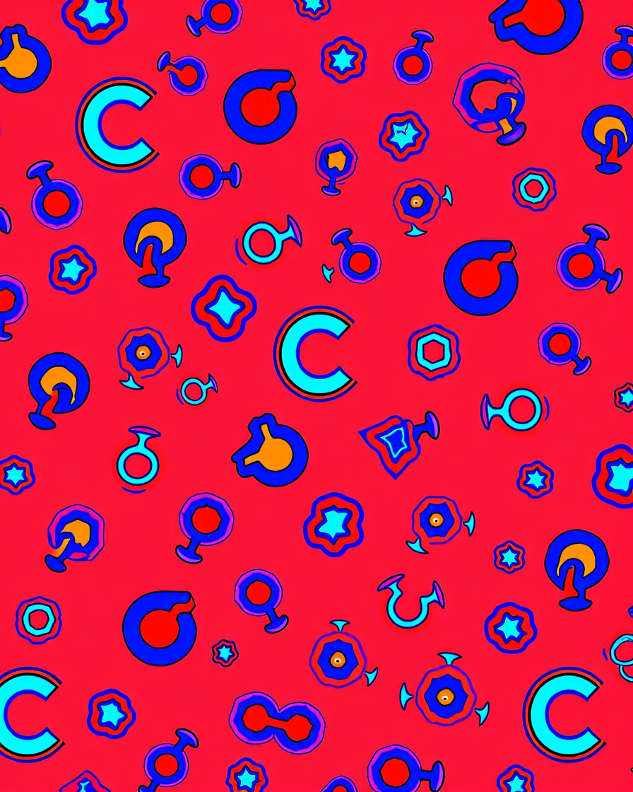 Vivid Red Abstract Circles And Shapes Rug