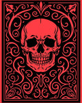 Crimson Skull Floral Border Rug