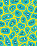 Yellow Blue Organic Letter Forms Rug