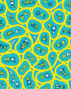 Yellow Blue Organic Letter Forms Rug